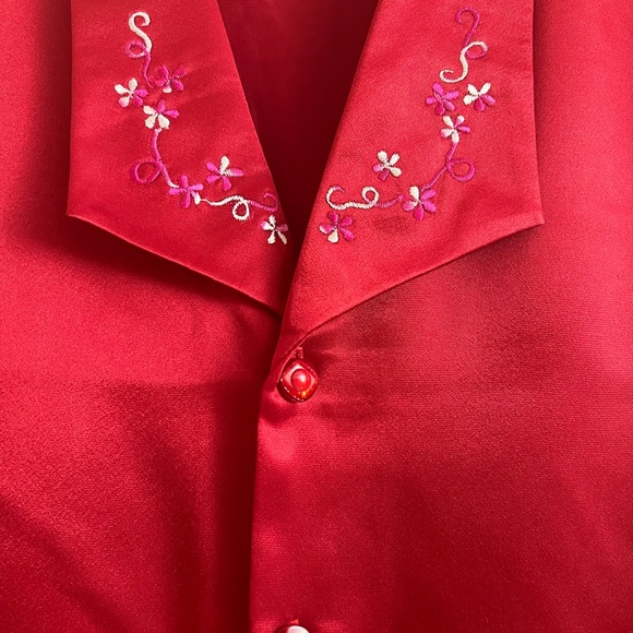Custom made silk pajama S  cranberry red - Picture 7 of 11